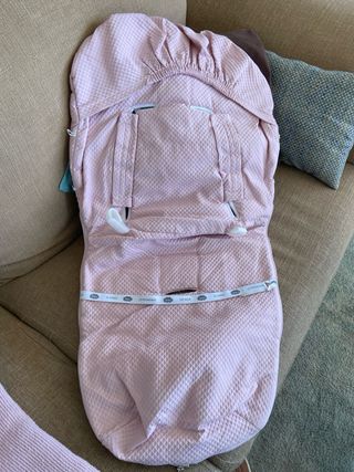 Saco Uzturre piqué rosa silla bebé+plástico lluvia