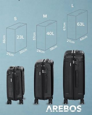 Juego 3 Maletas Arebos ABS Negras
