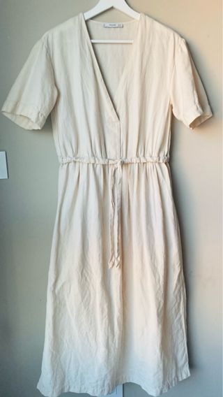 Vestido Mango Beige Lino