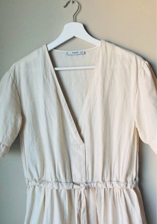 Vestido Mango Beige Lino
