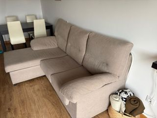 Sofá chaise longue beige tela