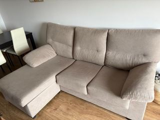 Sofá chaise longue beige tela