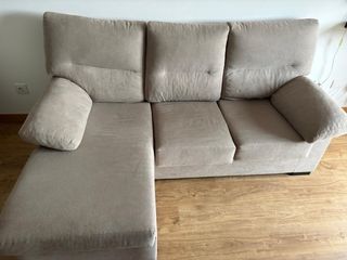 Sofá chaise longue beige tela