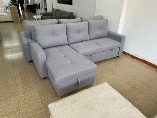 Sofá Cama Gris Claro con Arcón