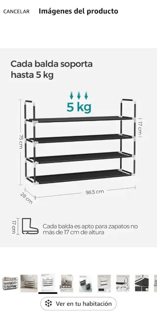 Zapatero SONGMICS 4 Niveles Negro