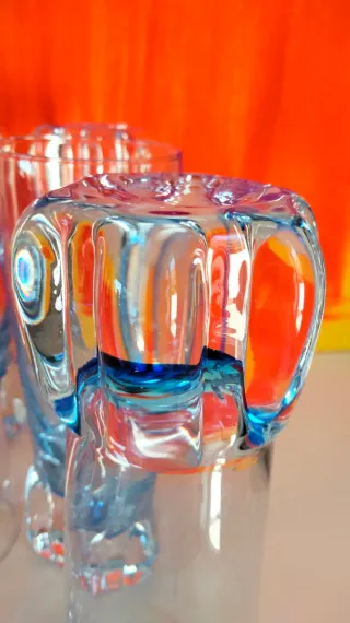 6 Bicchieri Cocktail Blu Vintage Anni '70