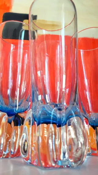 6 Bicchieri Cocktail Blu Vintage Anni '70