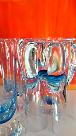 6 Bicchieri Cocktail Blu Vintage Anni '70