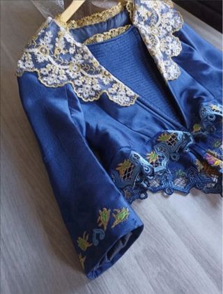 Corpiño Fallera Talla 38 Azul y Dorado