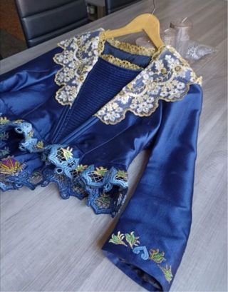 Corpiño Fallera Talla 38 Azul y Dorado