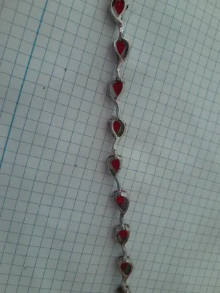 Pulsera Plata con Piedras Rojas