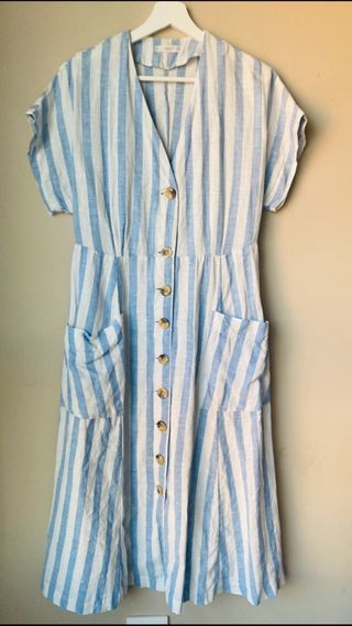 Vestido Mango Rayas Azul Blanco