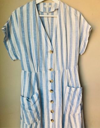 Vestido Mango Rayas Azul Blanco