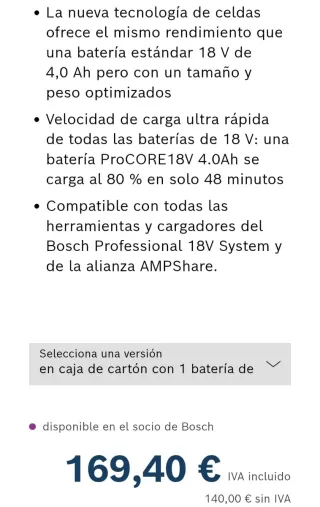 Batería y Cargador Bosch 18V ProCORE