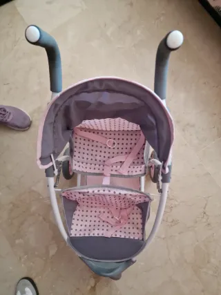 Carrito de muñecas doble rosa y gris