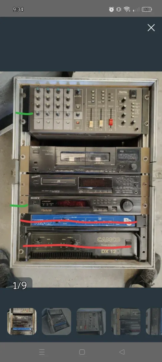 Mesa mezclas ramsa, sintonizador radio Sony,