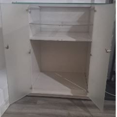 Mueble mostrador cristal y madera