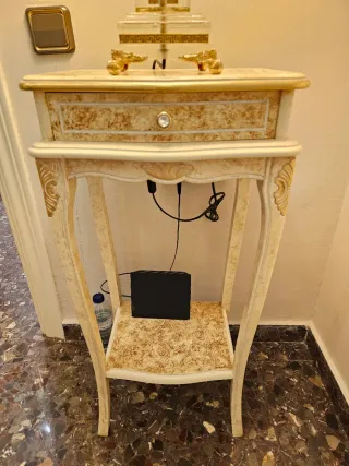 Lámpara de mesa cristal y oro Consola y reloj