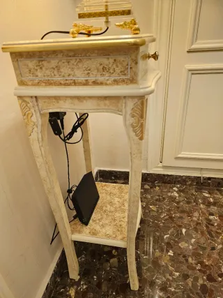 Lámpara de mesa cristal y oro Consola y reloj