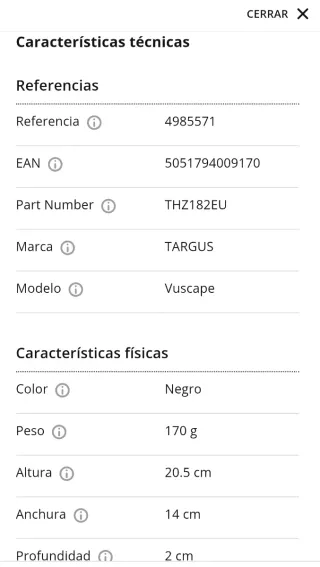 Funda iPad Mini color negra (sin estrenar)