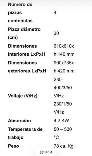 Horno Eléctrico Profesional para Pizzas GGF E1