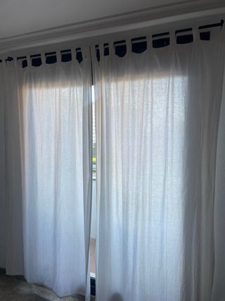Juego 2 cortinas lino blancas