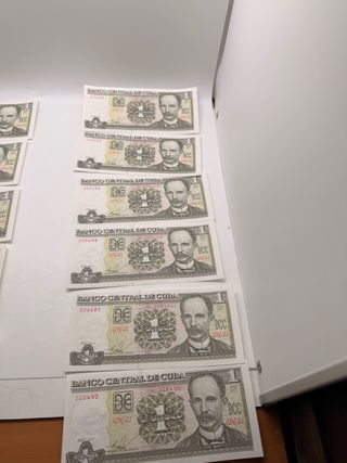 10 billetes Cuba 1 Peso José Martí sin circular