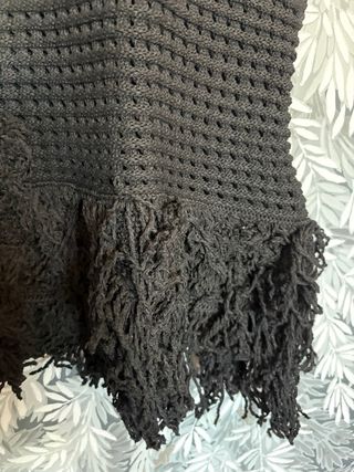 Top Zara negro flecos cuadrillé