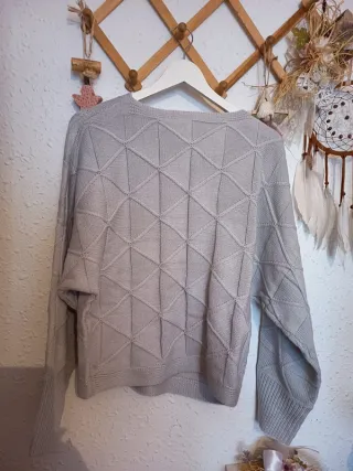 Jersey gris tejido rombos