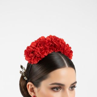 Diadema flamenca claveles rojo mide 22cm