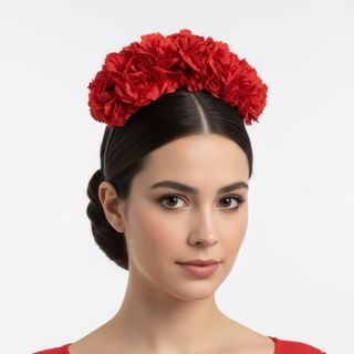 Diadema flamenca claveles rojo mide 22cm