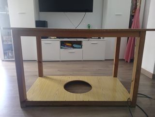 Mesa camilla rectangular madera y cristal