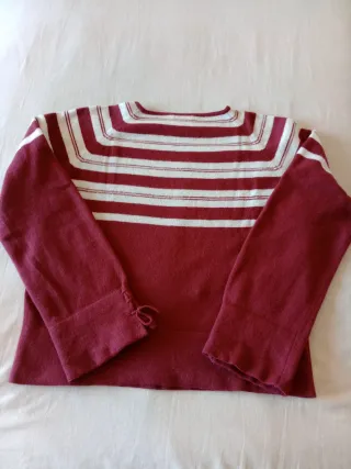 Jersey rayas mujer granate