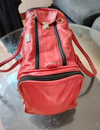 Bolso de cuero rojo vintage Mik Flyer