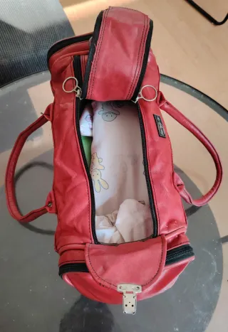 Bolso de cuero rojo vintage Mik Flyer