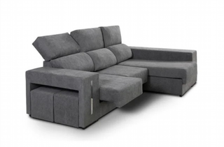 Divani chaise longue con baule disponibili in beige, grigio scuro e grigio chiaro