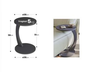 Mesa auxiliar redonda metal/plástico gris