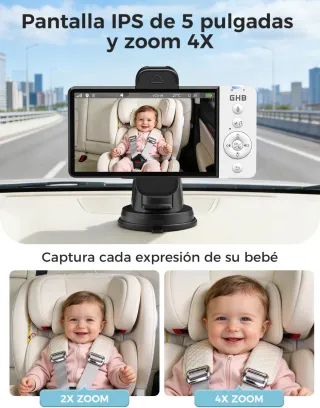 GHB Cámara Bebé Coche 5 720P Inalámbrica