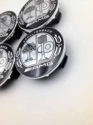 4 x CENTRO DE RUEDA AMG MERCEDES 75MM PLATA m220