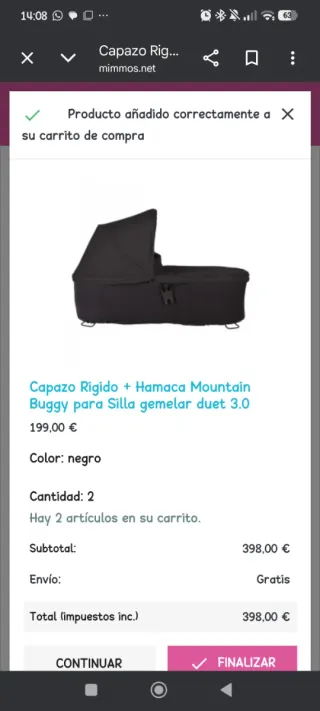 Capazos y Hamacas Mountain Buggy Silla Gemelar