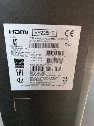 Monitor Asus VP228HE Nero