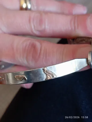 Bracciale Egiziano Oro 14kt e Argento Anni '70