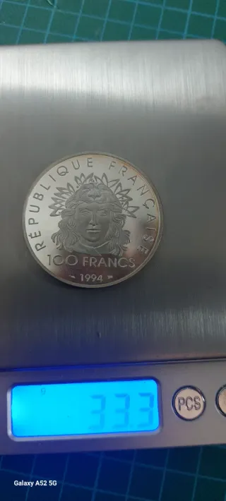 Moneda Plata Francesa 100 Francos 1994