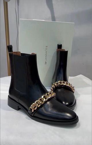 Botines Ellassay Piel Cadena Dorada T35