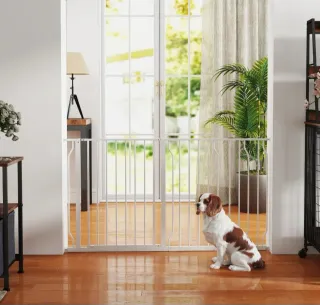 Barrera extensible blanca para perros/bebés