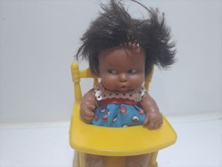 Muñeca Barriguitas Negra Antigua con Trona