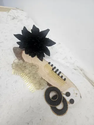 Conjunto flamenca negro y dorafo