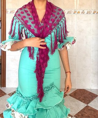 Traje de flamenca volantes floral