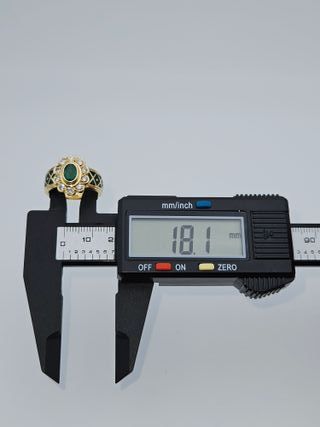 Anillo Oro 18K Esmeralda Diamantes 11.14gr