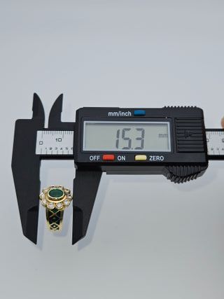 Anillo Oro 18K Esmeralda Diamantes 11.14gr